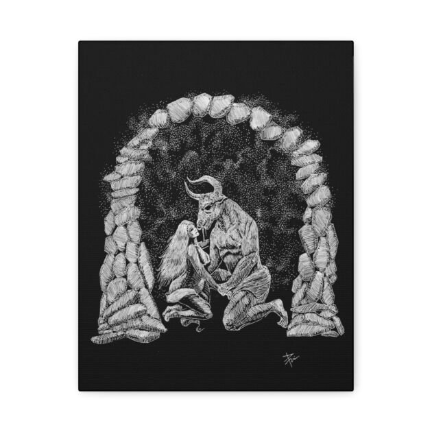 Chalk-Style Minotaur & Maiden Matte Canvas Wall Art